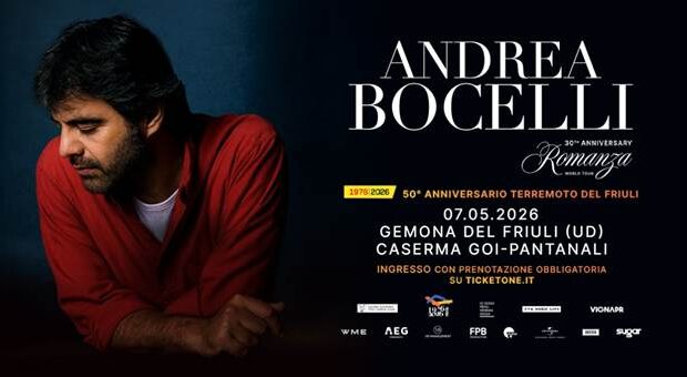 COMMEMORAZIONE TERREMOTO FRIULI: LA VOCE DI ANDREA BOCELLI DIVENTA SPERANZA CONDIVISA